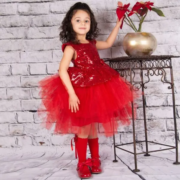 Red Long Sequin Bow Socks