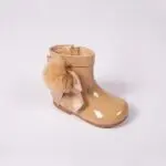 Girls Beige Patent Leather Boots