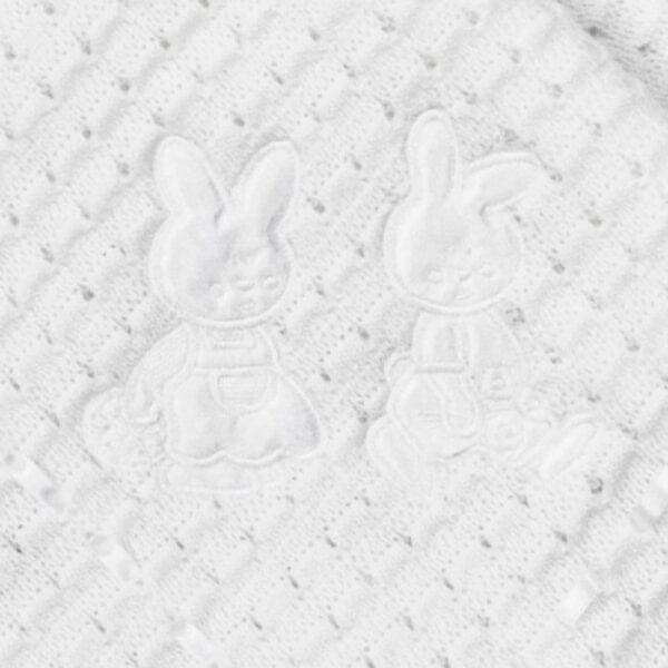 White Baby Shawl with Bunny Motif