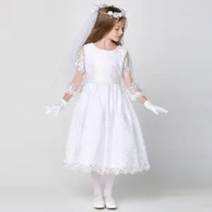 Embroidered Tulle Communion Dress