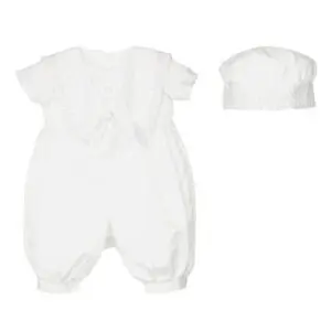 White Baby Romper & Hat Set