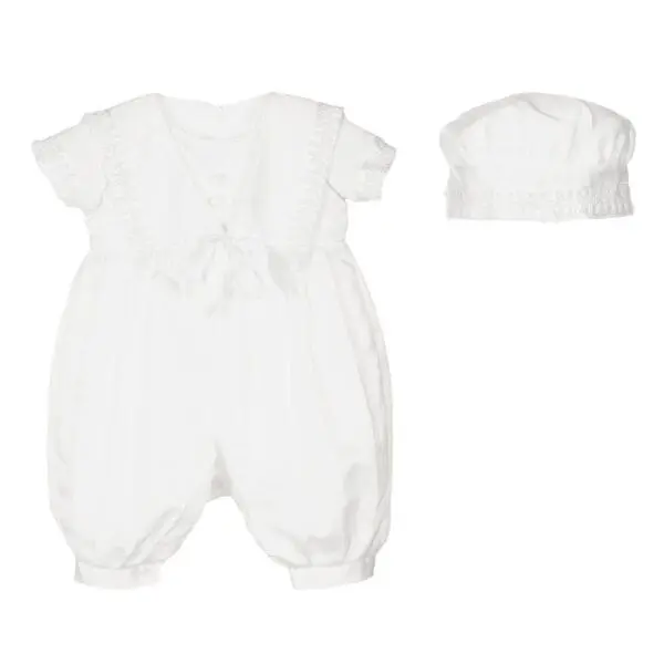 White Baby Romper & Hat Set