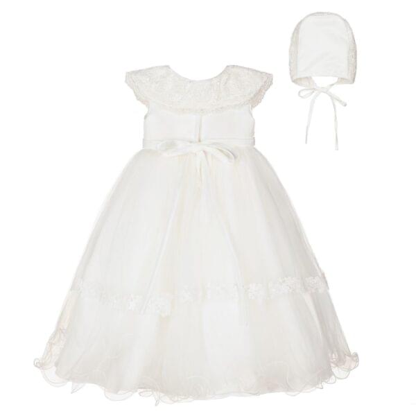 Baby Girls Ivory Gown & Bonnet