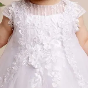 White Floral Christening Dress & Overlay