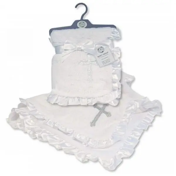 Satin Lace Christening Shawl