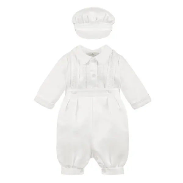 Boys White Satin Brace Set