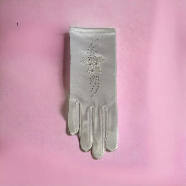 White Satin Daisy Gloves