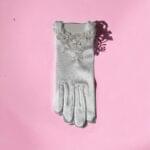 Girls White Beaded Communion Gloves