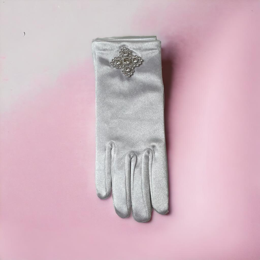 Girls Diamante Communion Gloves