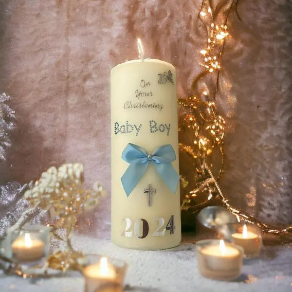 Baby Boy Christening Candle