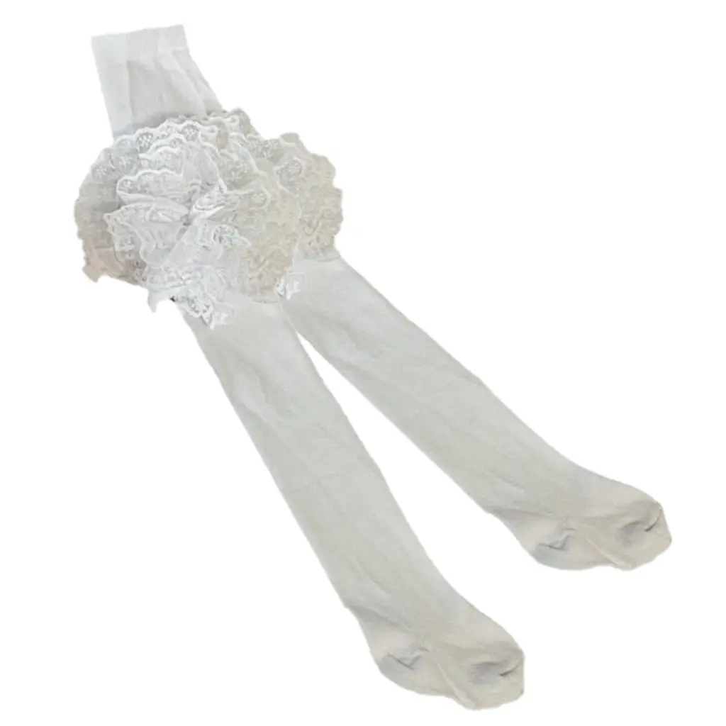 White Lace Ruffle Tights