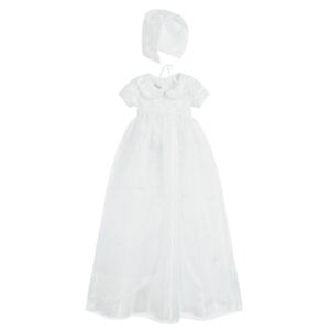 Baby Girls White Gown & Bonnet