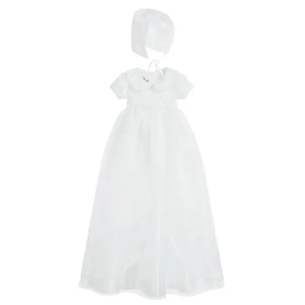 Baby Girls White Gown & Bonnet