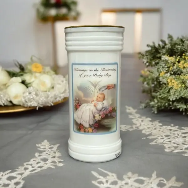 Boys Pillar Christening Candle