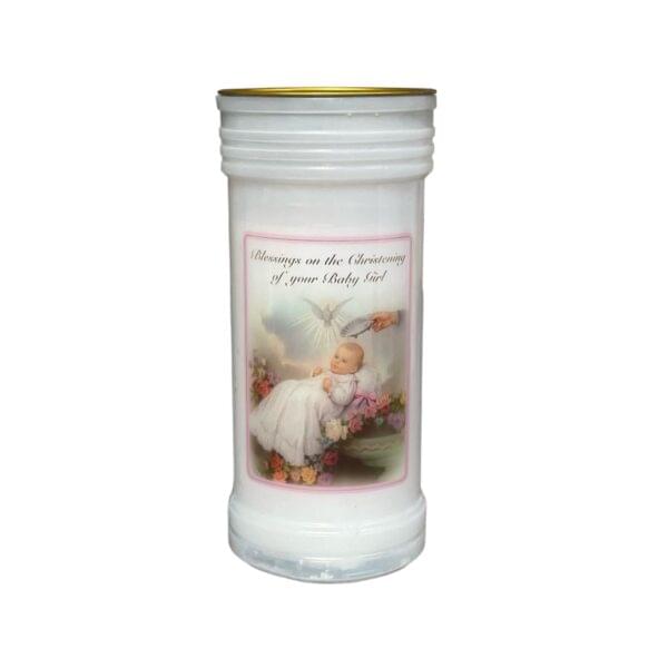 Girls Pillar Christening Candle