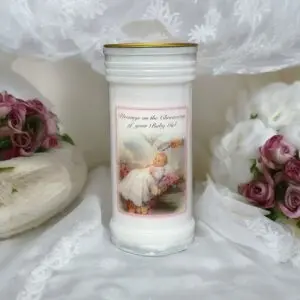 Girls Pillar Christening Candle