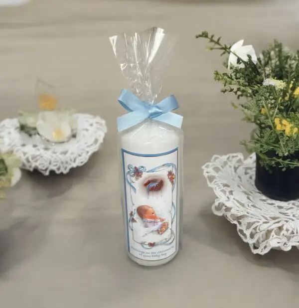 Gift Wrapped Christening Candle