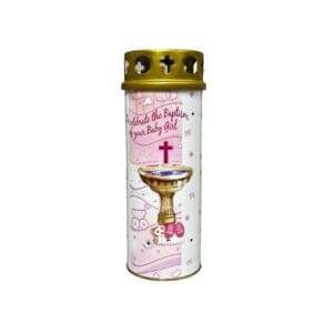 Baby Girl Christening Candle - Image 1