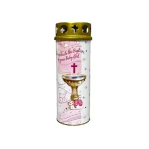 Baby Girl Christening Candle - Image 1