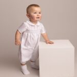 Boys White Christening Romper
