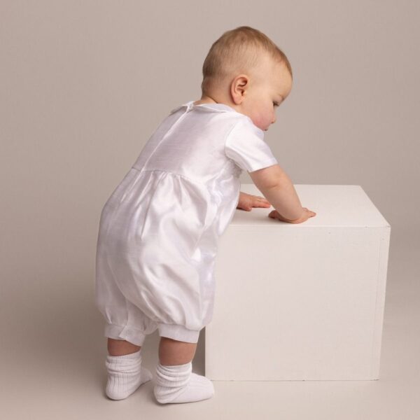 Boys White Christening Romper
